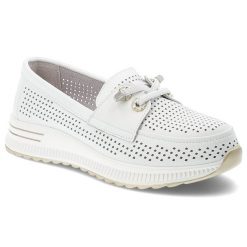Półbuty damskie Artiker, cholewka ze skóry naturalnej ażurowe na płaskiej podeszwie, białe, 58C0484. Białe półbuty wsuwane Artiker, w ażurowe wzory, ze skóry, bez obcasa, na płaskiej podeszwie. Za 199.00 zł.