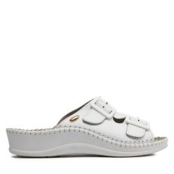 Klapki Scholl. Białe klapki Scholl, bez wzorów, bez obcasa, bez zapięcia. Za 349.99 zł.