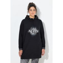 Damskie Długa bluza z kapturem oversize kaptur długi rękaw. Czarne bluzy z kapturem Ulla Popken, plus size, bez wzorów, z bawełny, z kapturem. Za 239.99 zł.