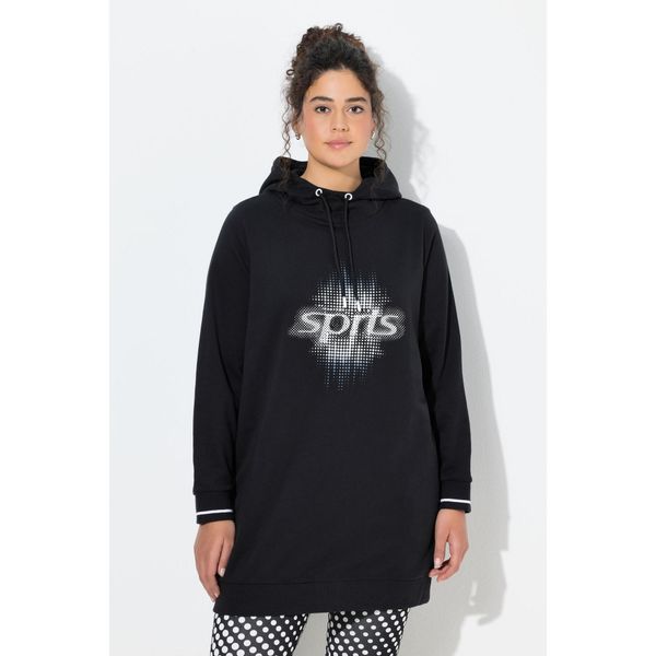 Damskie Długa bluza z kapturem oversize kaptur długi rękaw. Czarne bluzy Ulla Popken, plus size, bez wzorów, z bawełny, z kapturem. Za 239.99 zł.