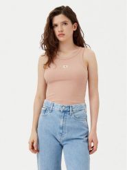 Calvin Klein Jeans Top J20J224762 Beżowy Slim Fit. Brązowe topy Calvin Klein Jeans, l, bez wzorów, z bawełny, bez kołnierzyka, bez ramiączek. Za 89.99 zł.