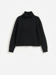 Wełniany sweter - czarny. Czarne swetry Reserved, l, bez wzorów, z wełny, bez ramiączek. Za 199.99 zł.