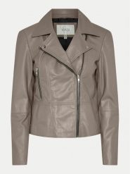 YAS Kurtka skórzana Sophie 26018510 Szary Regular Fit. Szare kurtki YAS, xxl, bez wzorów, ze skóry, bez kaptura. Za 799.99 zł.