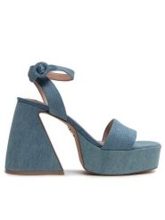Steve Madden Sandały Paysin SM11002379-48K Niebieski. Niebieskie sandały Steve Madden, bez wzorów, z materiału, bez obcasa, na słupku, bez zapięcia. Za 349.99 zł.