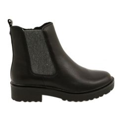 Botki Caprice Damskie Na Grubszym Spodzie 9-25419-41 022 Czarny czarne. Czarne botki bez wzorów, z polaru, bez obcasa, na obcasie, bez zapięcia. Za 274.97 zł.