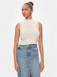 Vero Moda Bluzka Gold 10297855 Beżowy Slim Fit. Brązowe bluzki Vero Moda, m, bez wzorów, z syntetyku, bez kołnierzyka, bez ramiączek. Za 69.99 zł.