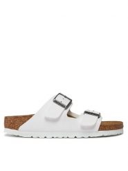 Birkenstock Klapki Arizona 552683 Biały. Białe klapki Birkenstock, bez wzorów, ze skóry, bez obcasa, bez zapięcia. Za 289.00 zł.