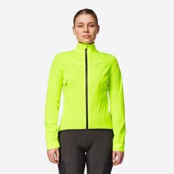 Kurtka rowerowa przeciwdeszczowa damska Van Rysel Racer. Zielone kurtki VAN RYSEL, l, bez wzorów, z materiału, bez kaptura, rowerowe. Za 159.99 zł.