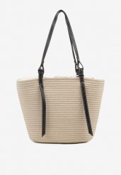 Beżowa Szydełkowa Torebka Typu Shopper z Bawełny Mevonna. Brązowe shopper bag Renee, bez wzorów, z bawełny, eleganckie, bez dodatków. W wyprzedaży za 56.99 zł.