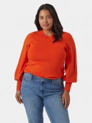 Vero Moda Curve Sweter 10291293 Pomarańczowy Regular Fit. Brązowe swetry Vero Moda Curve, bez wzorów, z syntetyku, bez ramiączek. Za 89.99 zł.