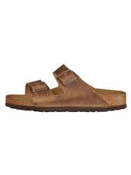 Birkenstock Skórzane klapki "Arizona" w kolorze jasnobrązowym rozmiar: 37. Brązowe klapki Birkenstock, bez wzorów, klasyczne, z otwartym noskiem, bez obcasa, bez zapięcia. Za 474.38 zł.