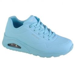 Buty do chodzenia damskie Skechers Unostand ON Air. Niebieskie buty treningowe Skechers, bez wzorów, z gumy, bez zapięcia, trekkingowe. Za 289.00 zł.