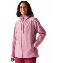 Kurtka przeciwdeszczowa dla kobiet Regatta BIRCHDALELL. Czerwone kurtki przeciwdeszczowe Regatta, bez wzorów, z tkaniny, bez kaptura, trekkingowe. Za 179.99 zł.