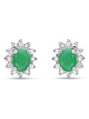 Revoni Złote kolczyki-wkrętki z diamentami i szmaragdami rozmiar: onesize. Szare kolczyki Revoni, z diamentem, złote. Za 1,304.99 zł.