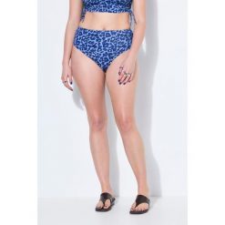Damskie dół od bikini majtki wzór w panterkę wysoki stan modelujące. Niebieskie bikini Ulla Popken, bez wzorów, z elastanu. Za 99.99 zł.