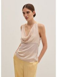 STEFANEL Bluzka w kolorze kremowym rozmiar: S. Brązowe t-shirty sportowe Stefanel, s, bez wzorów, bez ramiączek. Za 239.99 zł.