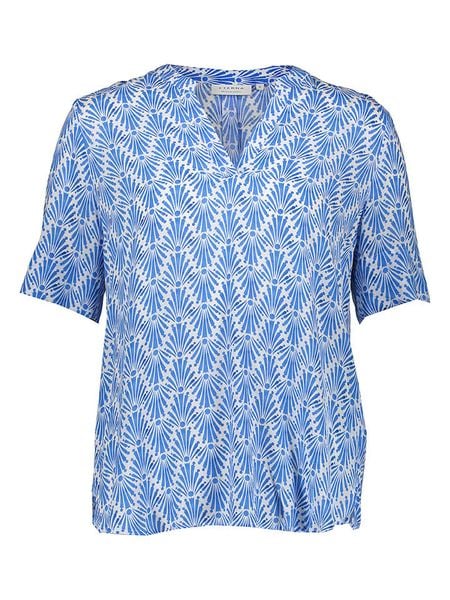 Eterna Bluzka w kolorze niebiesko-białym rozmiar: 36. Niebieskie bluzki Eterna, bez wzorów, z wiskozy, bez kołnierzyka, bez ramiączek. Za 100.75 zł.