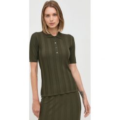 Max Mara Leisure polo damska kolor zielony. Zielone t-shirty Max Mara Leisure, bez wzorów, z dzianiny, bez kołnierzyka, bez ramiączek. Za 849.99 zł.