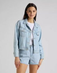 LEE RELAXED RIDER JKT DAMSKA KURTKA JEANSOWA JEANS BLEACHED ORE L55VGGQB. Kurtki Lee, l, bez wzorów, z jeansu, bez kaptura. Za 299.99 zł.