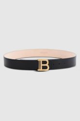 BALMAIN Pasek damski skórzany czarny 4cm B-Belt. Czarne paski Balmain, bez wzorów, ze skóry. W wyprzedaży za 1,699.99 zł.
