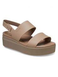 Crocs Sandały "Brooklyn Low Wedge" w kolorze beżowym rozmiar: 37/38. Brązowe sandały Crocs, bez wzorów, klasyczne, z otwartym noskiem, bez obcasa, na platformie, bez zapięcia. Za 175.45 zł.