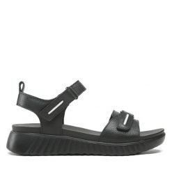 Sandały Lasocki. Czarne sandały Lasocki, bez wzorów, bez obcasa, na płaskiej podeszwie, bez zapięcia. Za 179.99 zł.