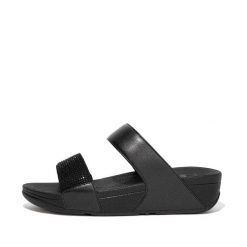 Kobiece klapki na koturnie FitFlop Lulu Hotfix. Czarne klapki FIT FLOP, bez wzorów, bez obcasa, na koturnie, bez zapięcia. Za 525.00 zł.