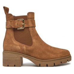 Botki Tamaris. Brązowe botki Tamaris, bez wzorów, bez obcasa, na słupku, bez zapięcia. Za 229.99 zł.