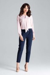 Granatowe Eleganckie Cygaretki 7/8 z Zakładkami. Brązowe chinosy Katrus, l, bez wzorów, z materiału, eleganckie. Za 209.00 zł.
