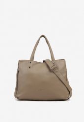 Beżowa Torebka Dwukomorowa Shopperka z Ozdobnym Suwakiem Sorlienne. Brązowe shopper bag Born2be, bez wzorów, z jeansu, biznesowe, bez dodatków. W wyprzedaży za 144.49 zł.
