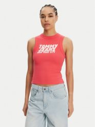 Tommy Jeans Top DW0DW21339 Różowy Slim Fit. Czerwone topy Tommy Jeans, xl, bez wzorów, z bawełny, bez kołnierzyka, bez ramiączek. Za 79.99 zł.