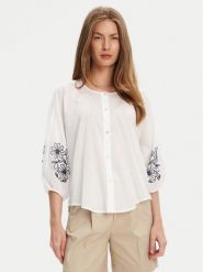 United Colors Of Benetton Koszula 5VZCDQ0BN Biały Relaxed Fit. Białe koszule United Colors Of Benetton, l, bez wzorów, z bawełny, bez kołnierzyka, bez ramiączek. Za 219.99 zł.