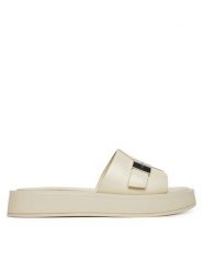 Calvin Klein Klapki Flatform Slide W/Ck Hw - Lth HW0HW02368 Écru. Klapki Calvin Klein, bez wzorów, ze skóry, bez obcasa, bez zapięcia. Za 339.99 zł.