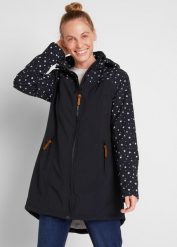 Kurtka parka funkcyjna softshell z polarem barankiem. Czarne kurtki bonprix, bez wzorów, z polaru, z kapturem. Za 339.99 zł.