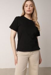 Czarny T-shirt z Bawełny z Dłuższym Tyłem i Rozcięciami po Bokach Cordalea. Czarne t-shirty Born2be, m, bez wzorów, z bawełny, eleganckie, bez kołnierzyka, bez ramiączek. Za 39.99 zł.