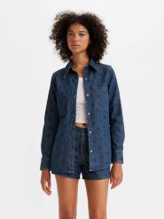 Levi's Koszula dżinsowa w kolorze granatowym rozmiar: S. Niebieskie koszule Levi's, s, bez wzorów, z bawełny, bez kołnierzyka, bez ramiączek. Za 136.78 zł.