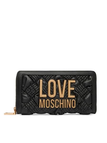 LOVE MOSCHINO Portfel JC5602PP1PL1000A Czarny. Czarne portfele Love Moschino, bez wzorów, ze skóry. Za 518.99 zł.