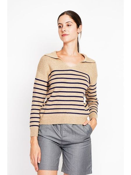 William de Faye Sweter w kolorze granatowo-karmelowym rozmiar: 34. Brązowe swetry William de Faye, bez wzorów, klasyczne, bez ramiączek. Za 104.99 zł.