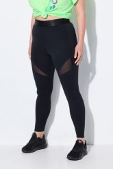 Damskie Legginsy sportowe wstawka z siateczki szybkoschnące z recyklingu. Czarne legginsy Ulla Popken, bez wzorów, z elastanu, sportowe. Za 239.99 zł.