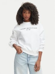 Tommy Hilfiger Bluza WW0WW47831 Biały Regular Fit. Białe bluzy Tommy Hilfiger, l, bez wzorów, z bawełny, bez kaptura. Za 409.99 zł.