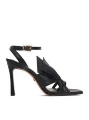 GINO ROSSI Sandały EO-LT23-310 Czarny. Czarne sandały Gino Rossi, bez wzorów, ze skóry, bez obcasa, na szpilce, bez zapięcia. Za 399.99 zł.