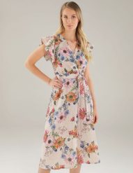 Sukienka midi z lnu. Sukienki Unisono, l, bez wzorów, z tkaniny, bez kołnierzyka, bez ramiączek, midi. Za 249.00 zł.