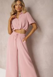 Różowy Dwuczęściowy Komplet Koszula z Krótkim Rękawem i Guzikami Spodnie z Gumką w Talii Zinesaa. Czerwone koszule Renee, l, bez wzorów, eleganckie, bez kołnierzyka, bez ramiączek. W wyprzedaży za 67.49 zł.