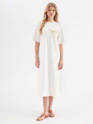 InWear Sukienka codzienna Zev 30108202 Biały Straight Fit. Białe sukienki InWear, na co dzień, xxl, bez wzorów, z syntetyku, bez kołnierzyka, bez ramiączek, proste. Za 259.99 zł.