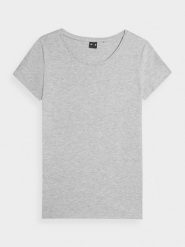4F T-shirt regular gładki damski S. Szare t-shirty 4f, s, bez wzorów, z dzianiny, bez kołnierzyka, bez ramiączek. Za 49.99 zł.