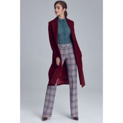 Płaszcz damski długi bordowy - 44. Czerwone płaszcze e-margeritka, l, bez wzorów, z materiału, bez kaptura. Za 298.99 zł.