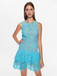 MICHAEL Michael Kors Sukienka codzienna MS381M48CT Błękitny Regular Fit. Niebieskie sukienki MICHAEL Michael Kors, na co dzień, m, bez wzorów, z bawełny, bez kołnierzyka, bez ramiączek, proste. Za 1,149.00 zł.