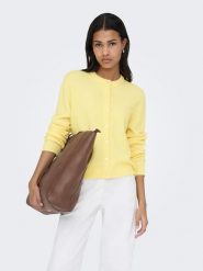 ONLY Kardigan "Simoni" w kolorze żółtym rozmiar: XS. Żółte swetry ONLY, xs, bez wzorów, bez ramiączek. Za 74.99 zł.