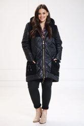 Czarna pikowana kurtka Roksana z wstawkami PLUS SIZE XXL OVERSIZE JESIEŃ ZIMA. Czarne kurtki Moda Size Plus Iwanek, na jesień, plus size, bez wzorów, z jeansu, eleganckie, bez kaptura. Za 459.90 zł.