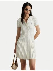 Polo Ralph Lauren Sukienka dzianinowa 211966310002 Biały Regular Fit. Białe sukienki Polo Ralph Lauren, l, bez wzorów, z bawełny, bez kołnierzyka, bez ramiączek. Za 1,659.00 zł.